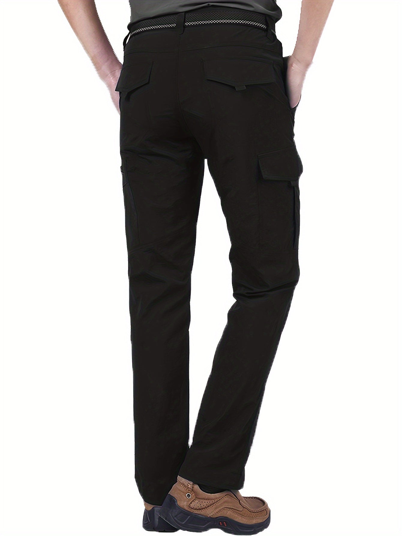 Мужские карго-штаны повседневные для отдыха на природе, из полиамида, однотонные, с застежкой-молнией, стандартный крой