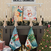 Set of Four Christmas Deer Napkins, Warm Winter Reindeer Elk Holiday, 45.72x66.04 cm