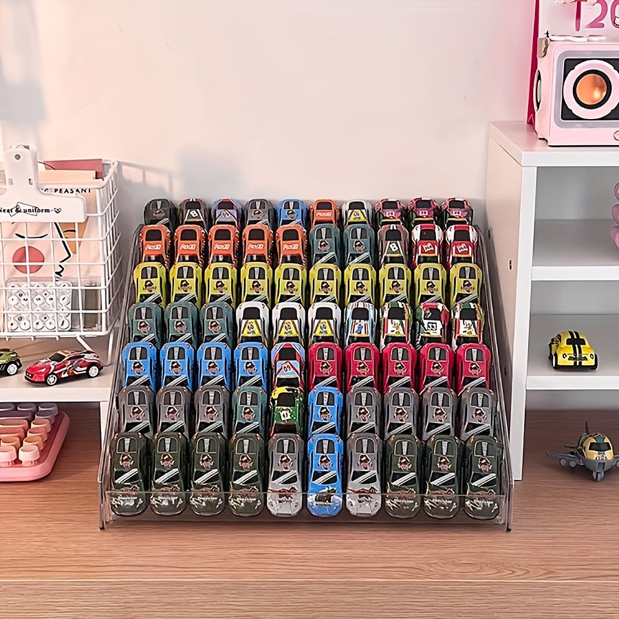 Plastic 1/64 Scale Toy Car Display Shelf Holds 70 Transparent Shelves for Matchbox Cars