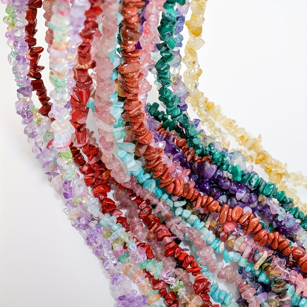 Cuentas de grava de cristal natural de 80cm para hacer joyería DIY, chips de piedras preciosas sueltas