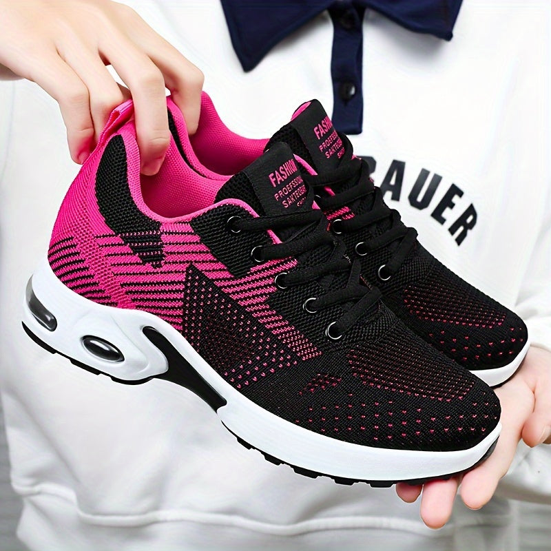 Zapatillas casuales de colorblock para mujer con cordones, ligeras, para caminar, talla grande