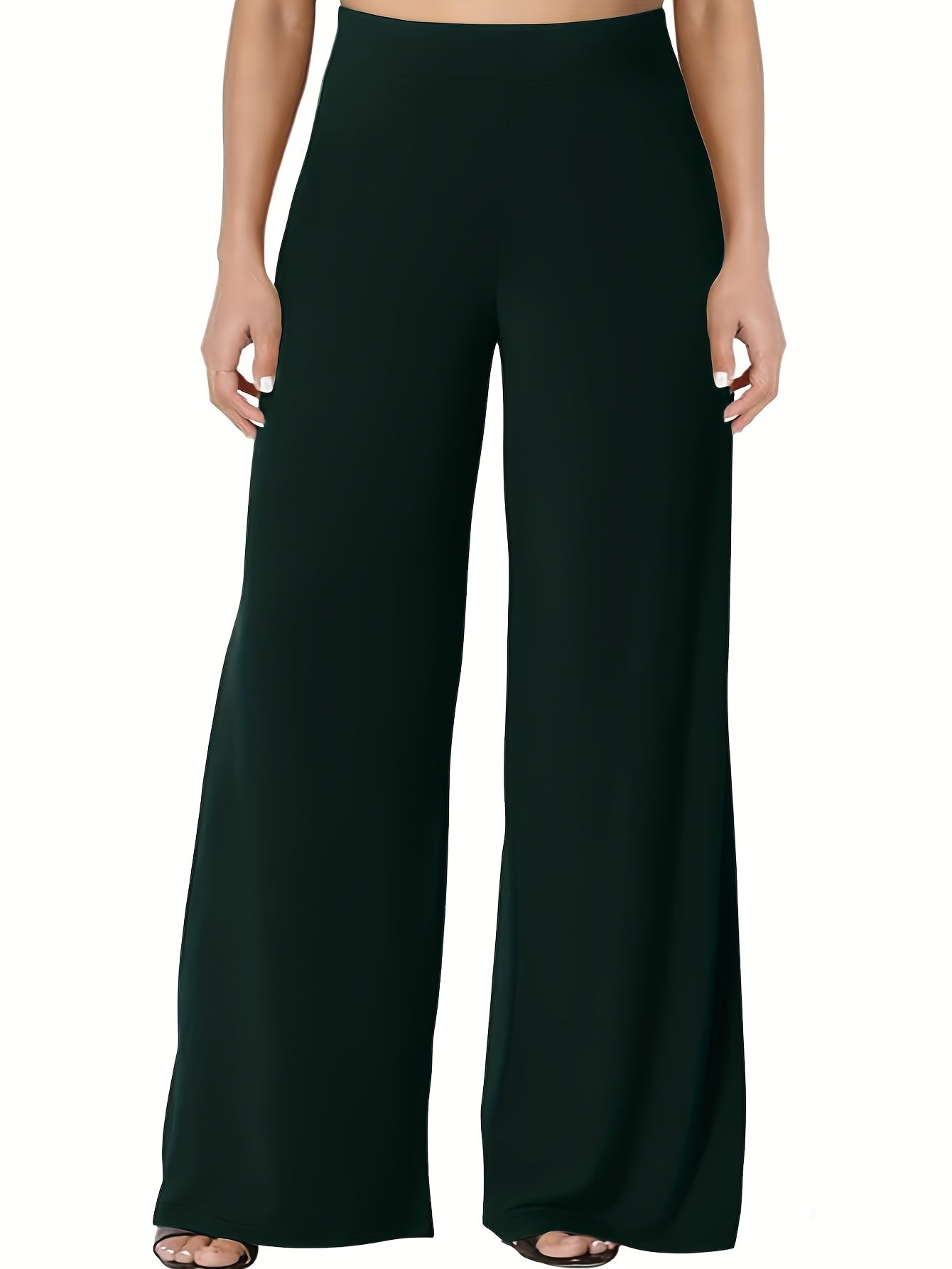 Pantalones de mujer de talla grande de cintura alta, rectos, elásticos y no transparentes para oficina y uso casual