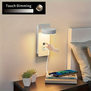 Wall-Mounted LED Reading Lamp with Dimming Switch USB Port 350° Rotatable Touch Control