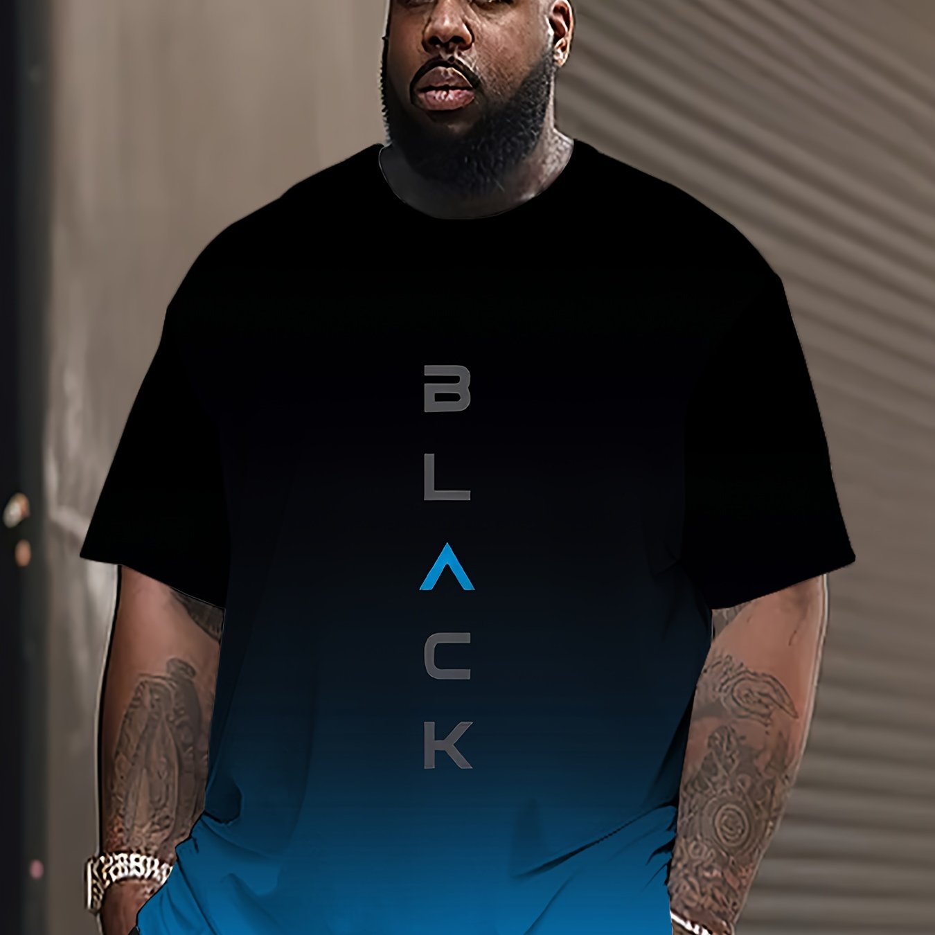 Мужская градиентная черная футболка с графическим принтом, короткий рукав, круглый вырез, полиэстер, эластичный, повседневная, спортивная, уличная одежда