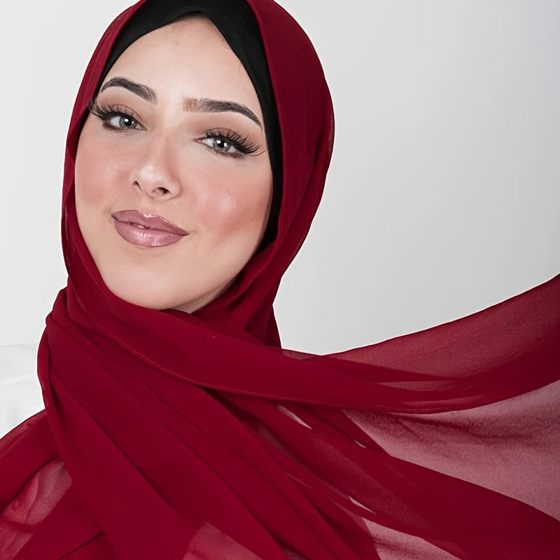 Ayollar uchun marvaridli hashamatli toʻliq rangli chiffon hijab turban sharf