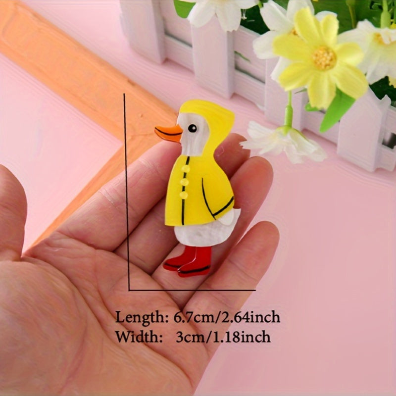 Yellow Cartoon Duck Lapel Pin Acrylic Brooch Vintage-Inspired Fashion Accessory for Clothing Bags Party Wear