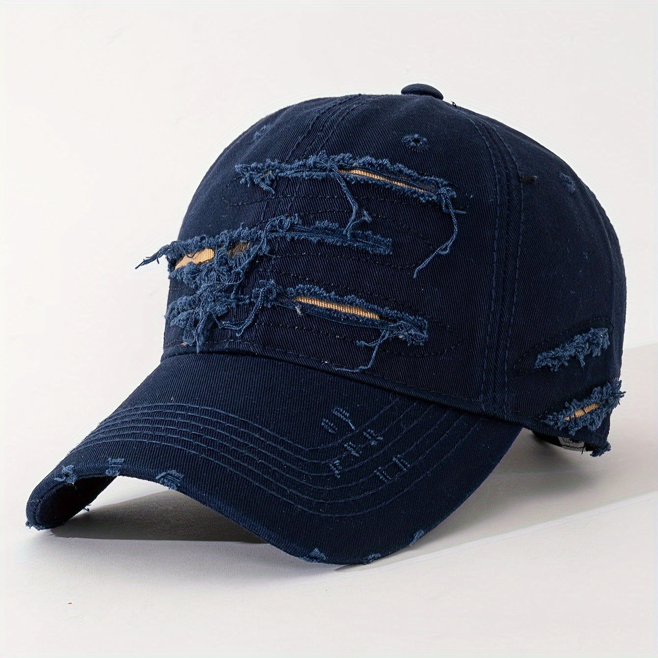 Lightweight Washed Polyester Baseball Cap with Embroidered Patches and Hole Design for Spring Festival and Valentine's Day