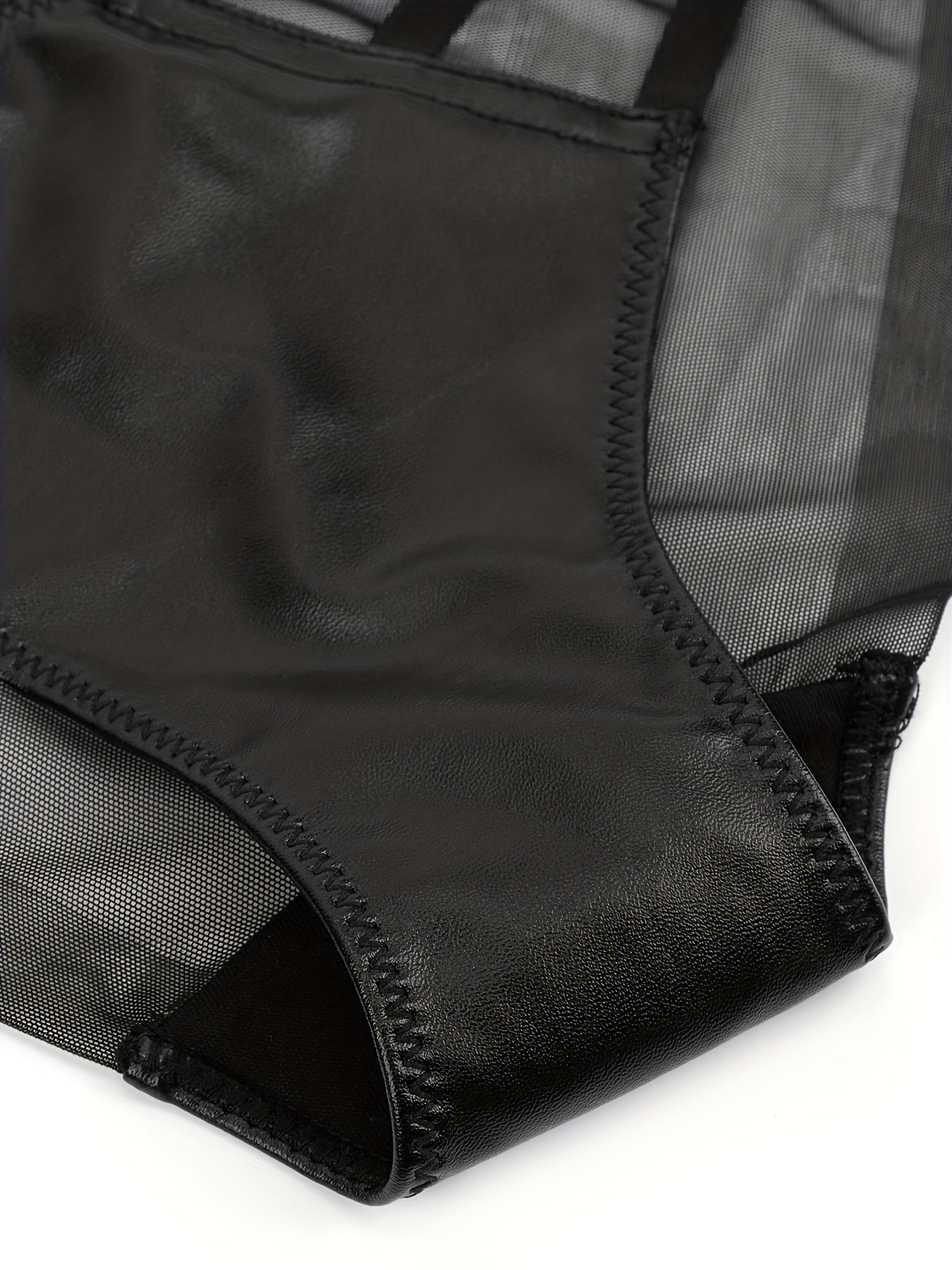 Women's PU Leather Cami Bra and Panty Set Sexy Lingerie