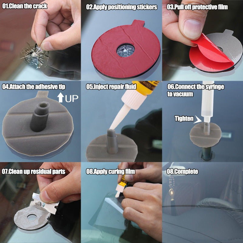 Universal avtomobil shisha yorig'ini tuzatish to'plami, shisha ta'mirlash asbobi, shaffof qotish uchun yopishqoq