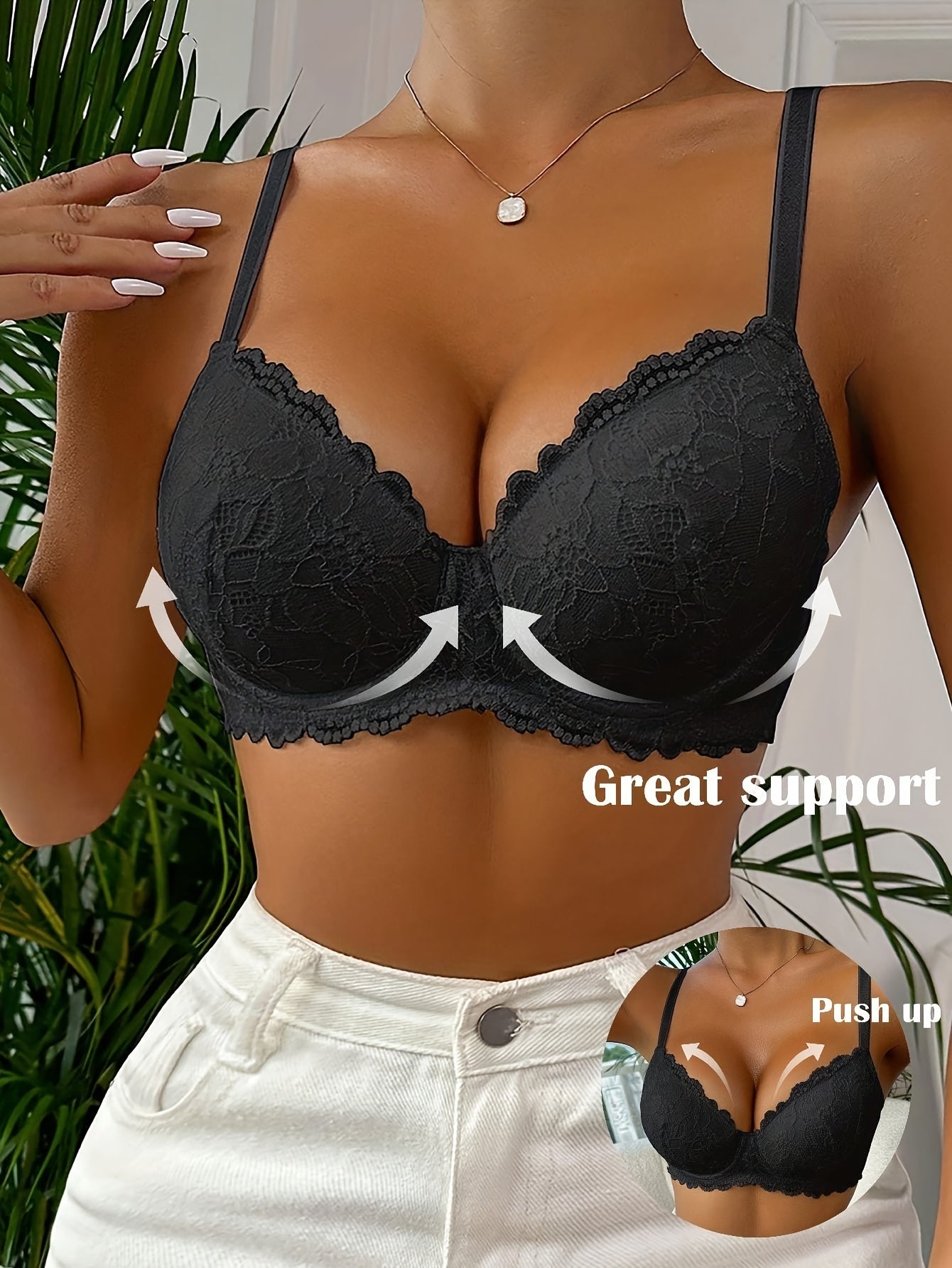Girls' Lingerie Lace Bra with Steel Ring, Thin Cup, Breathable and Comfortable