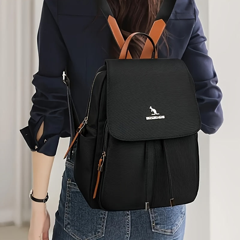 Large Capacity Korean-Style Backpack for Women Casual Travel Black Polyester