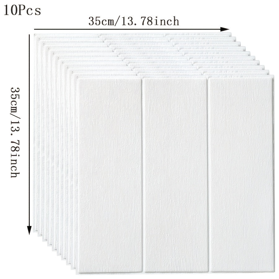10pcs Wood Grain Self-Adhesive Wall Stickers 35x35cm Rectangular Cabin Style Decor
