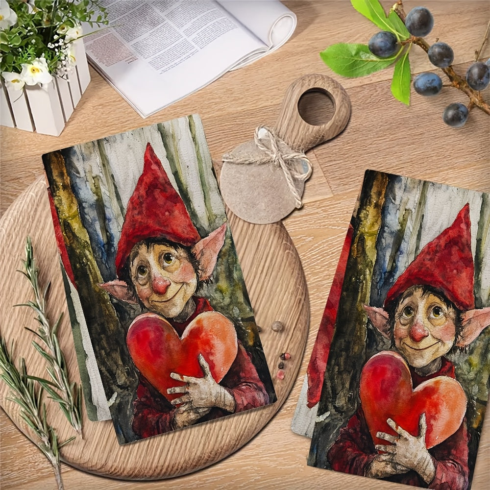Valentine's Day Elf Kitchen Towels Ultra-Soft Absorbent 40x60 cm