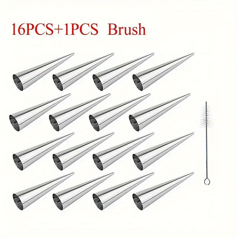 Stainless Steel Ice Cream Mold 16pcs for Crispy Pastry Cream Cones
