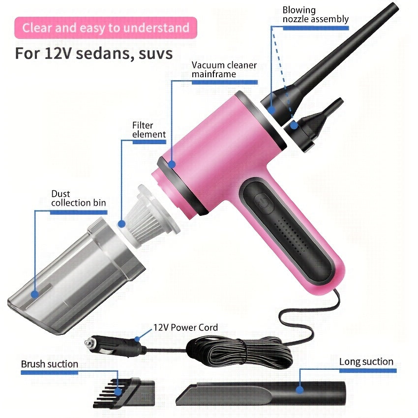 Portable Car Vacuum Cleaner 12V Handheld Wet Dry Strong Suction