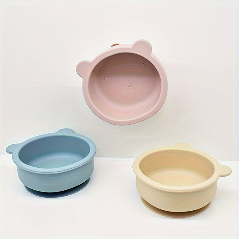 Kids' Silicone Feeding Bowl Set with Lid and Suction Base for Independent Eating