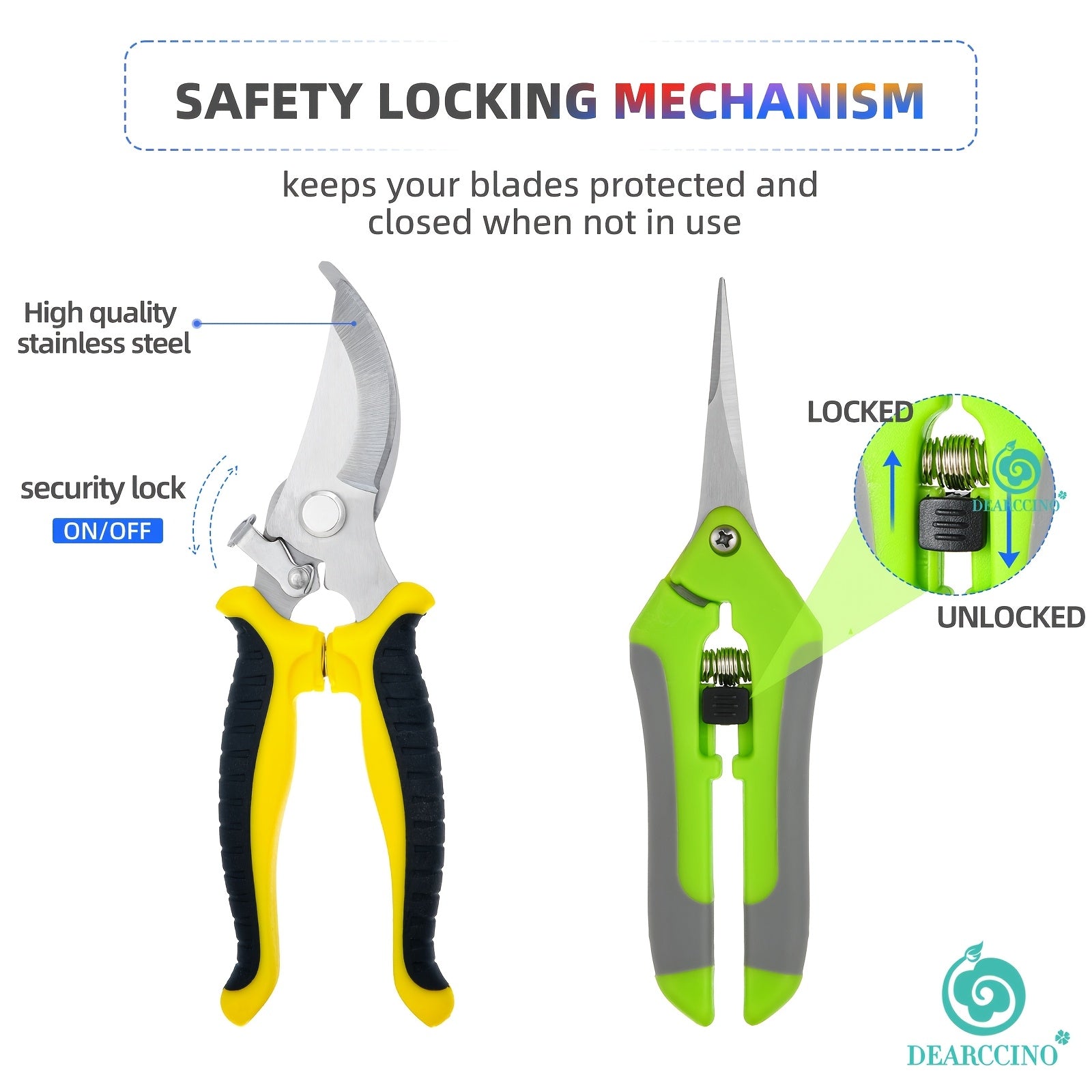 Set of 3 Stainless Steel Garden Pruning Shears Modern Durable for Trimming and Gardening