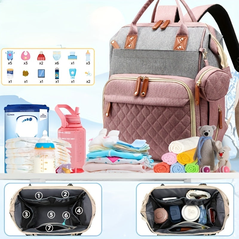 Diaper Backpack with USB Charging Port for New Parents Large Baby Bag with Multiple Compartments