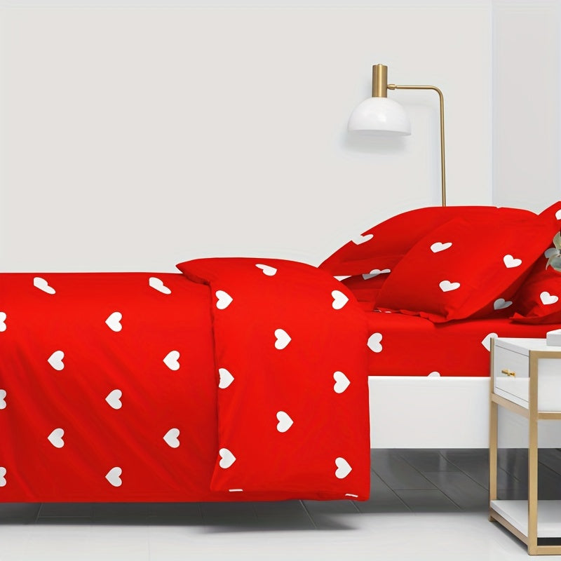 Brushed Duvet Cover with Love Print for Bedroom or Guest Room Polyester Woven Zipper Closure