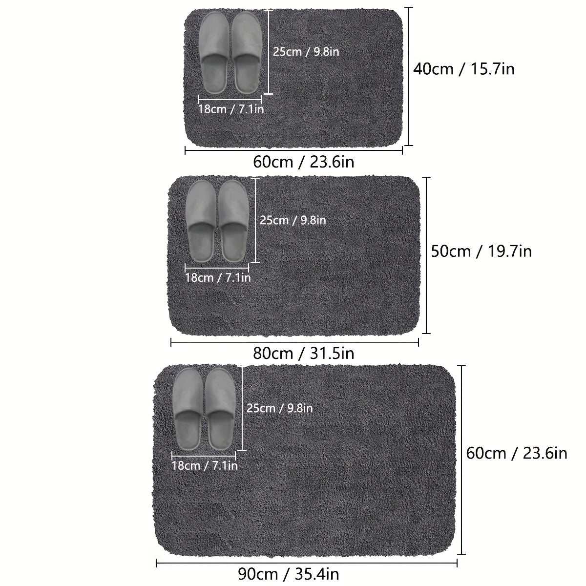 Thick Lamb Velvet Bath Mat Ultra-Soft Absorbent Anti-Slip Stain-Resistant Rug