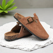 Women's Velvet Slip-On Mules Casual Platform Shoes Khaki Spring/Summer