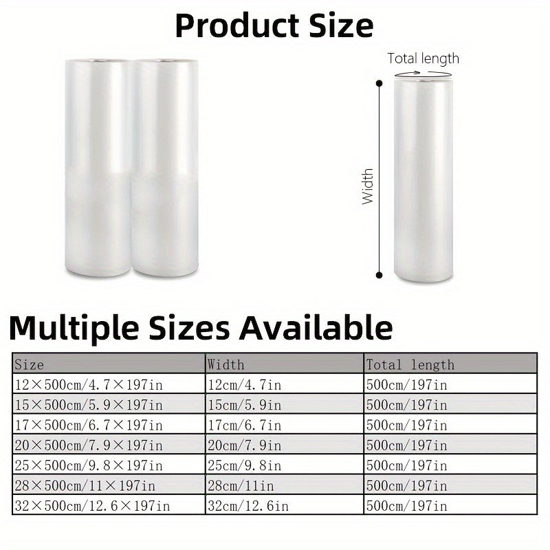 500cm Ovqat uchun vakuum sumkasi 7 o'lcham, BPAsiz, yirtilishga chidamli, pishirish va saqlash uchun mos