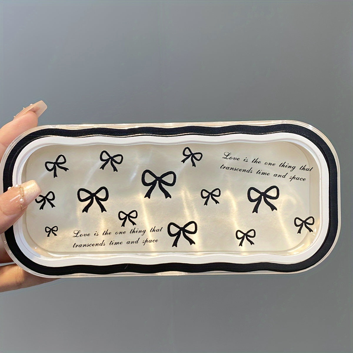 Protective Eyeglass Case with Bow Pattern Lightweight Plastic Storage for Glasses