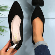 Zapatos planos negros de punta para mujer para uso diario de tallas grandes, ligeros y cómodos