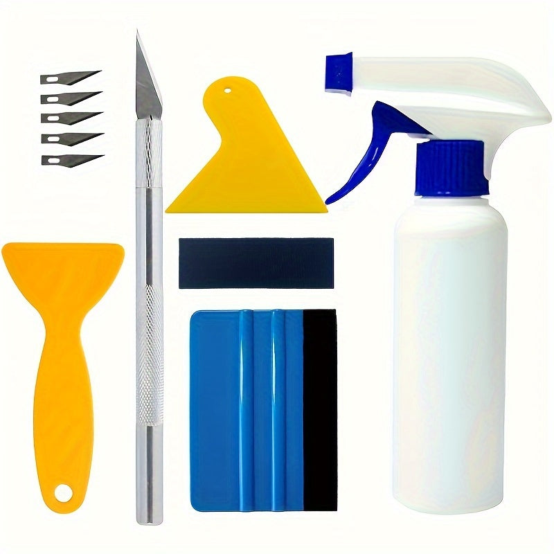 Avtomobil vinil yopish va oynani qoplash to'plami, bardoshli filьt qirralari bilan squeegee, silliqlash asboblari
