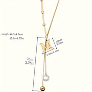 Women's Stainless Steel Y-Shaped Necklace with Letter M