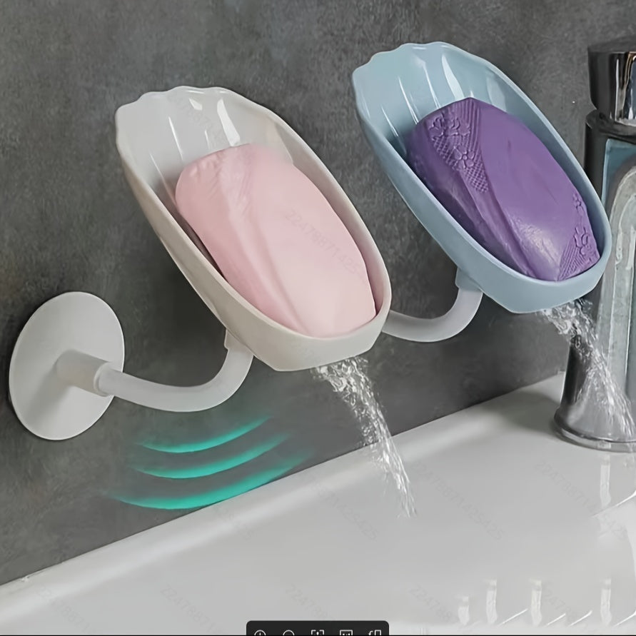 Wall-Mounted Self-Draining Soap Dish with Lotus Leaf Design Plastic Bathroom Kitchen