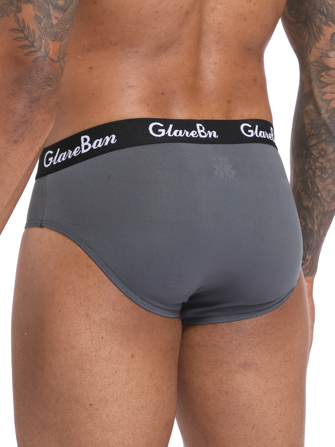 Men's Briefs 3 Pack Polyester Blend Breathable Support Dark Gray Navy Black