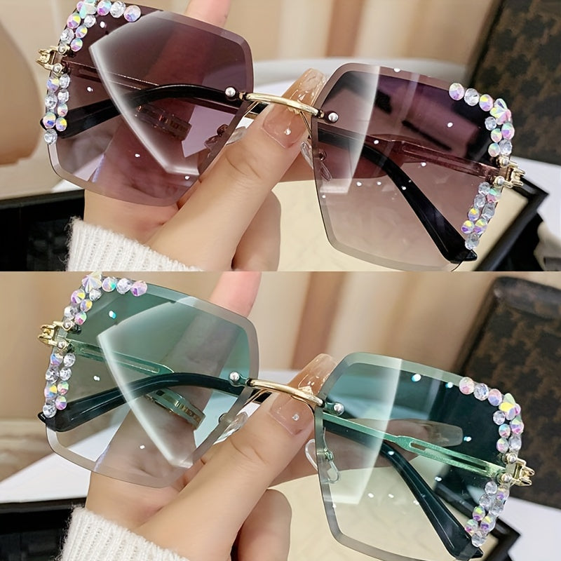 Women Rimless Fashion Glasses with Gradient Lenses and Metal Frames