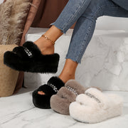 Women's Faux Fur Home Slippers Warm Indoor Shoes Lounge Wear