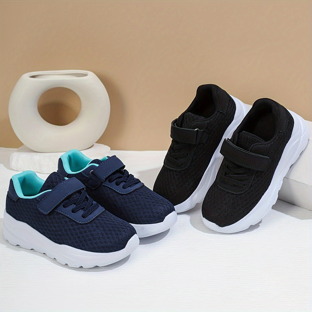 Boys Breathable Casual Sports Shoes Solid Color Fabric Sneakers for Kids