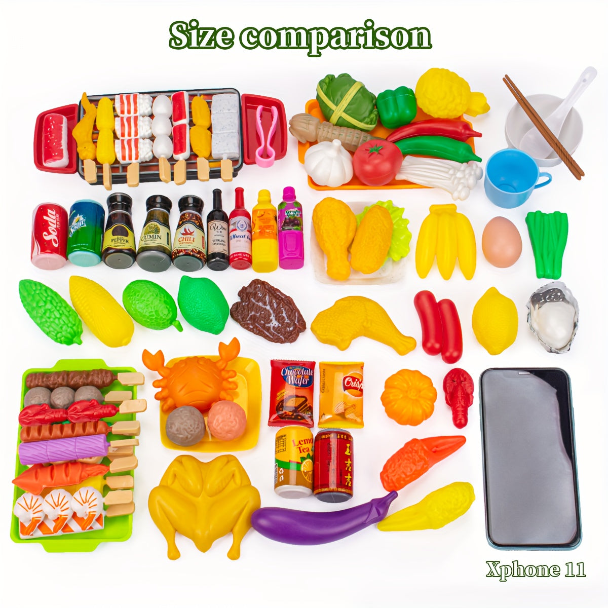 Детский игровой кухонный набор для малышей и детей с имитационной едой и аксессуарами для барбекю