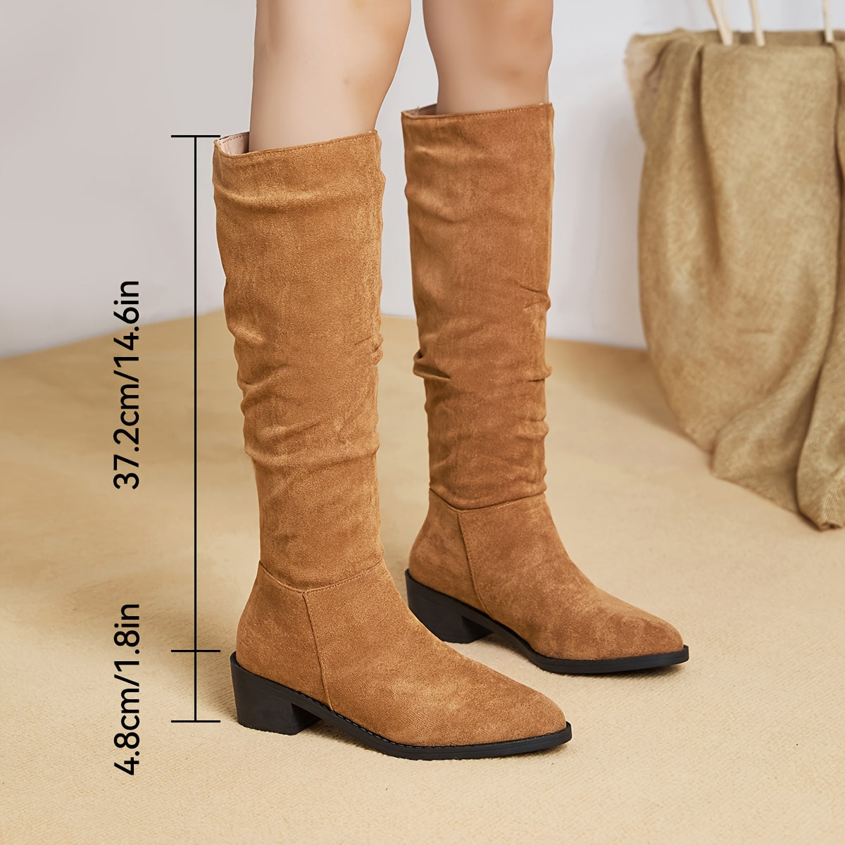 Women's Leather High Boots with Heel for Fall and Winter