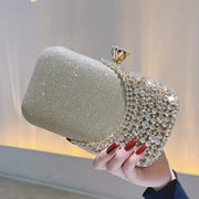 Sparkling Rhinestone Evening Clutch Bag for Weddings Parties Prom Black Pink Gold Silver Grey Blue