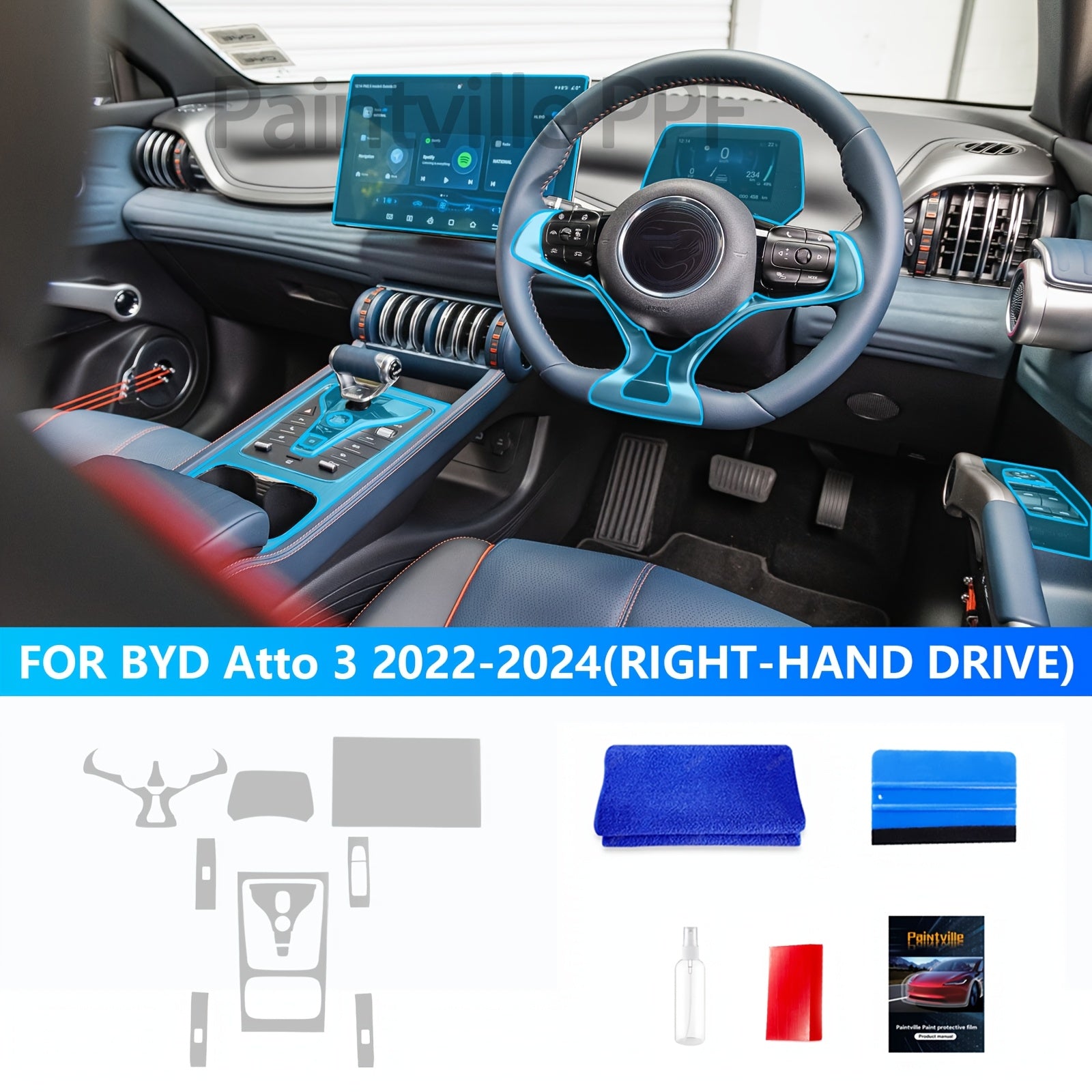 Película protectora interior para coche, protección contra arañazos de TPU de 8.5Mil para navegación