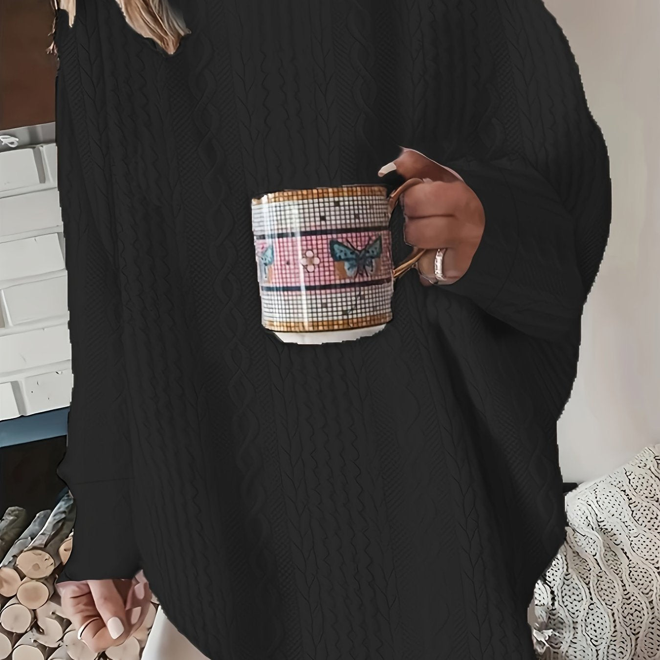 Plus Size Textured Sweatshirt Women Long Sleeve Crew Neck Casual Clothing