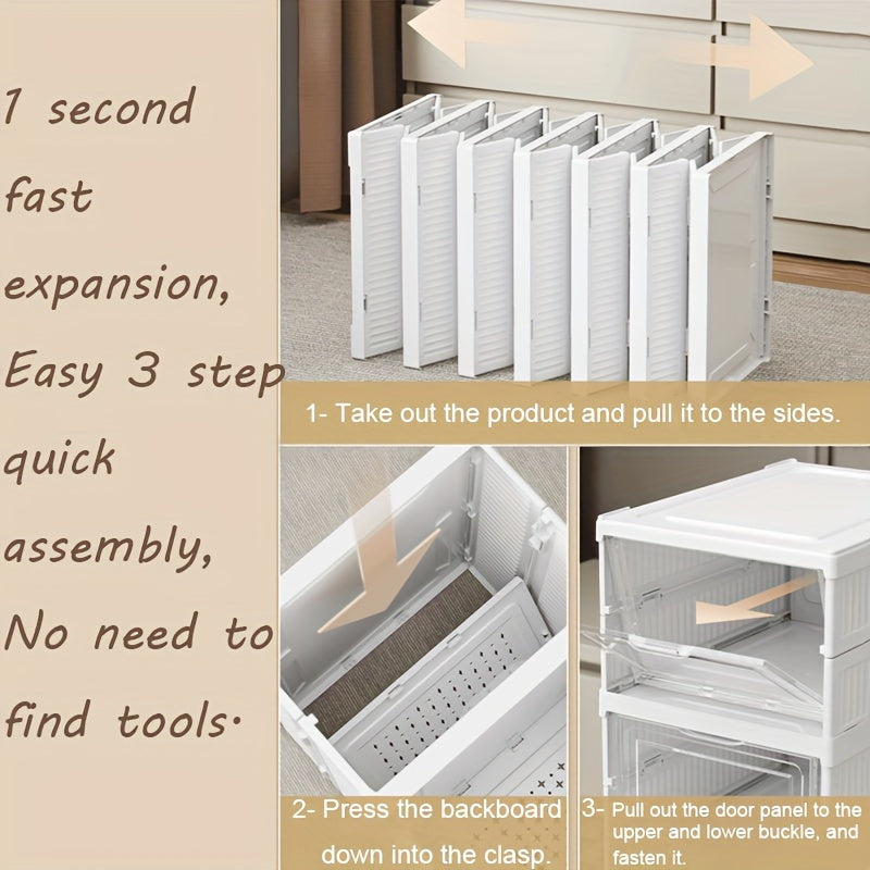 Folding Shoe Storage Box Breathable Plastic Dustproof Space-Saving Large Capacity