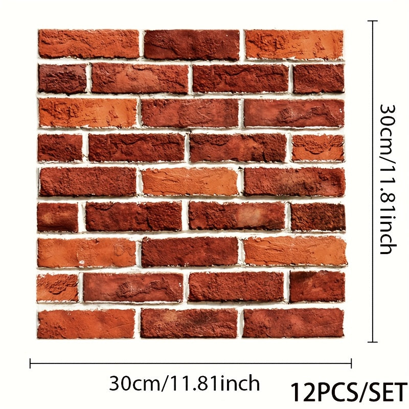 12 o'z-o'zini yopishtiradigan 3D devor paneli plitkalar, yashash xonasi va hammom uchun bezak, yaltiroq, suv o'tkazmaydigan