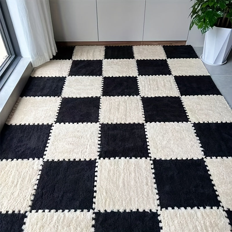 24-детальный набор геометрических мягких ковров из стирающегося полиэстера и ЭВА, идеально подходящий для использования в помещениях, таких как спальни и гостиные, дружелюбный к домашним животным и с праздничной тематикой.