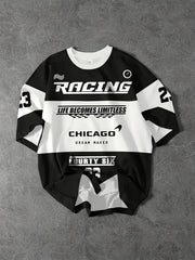 Men's Polyester Jersey T-Shirt with Racing Theme Short Sleeve Crew Neck Digital Print Casual Sports