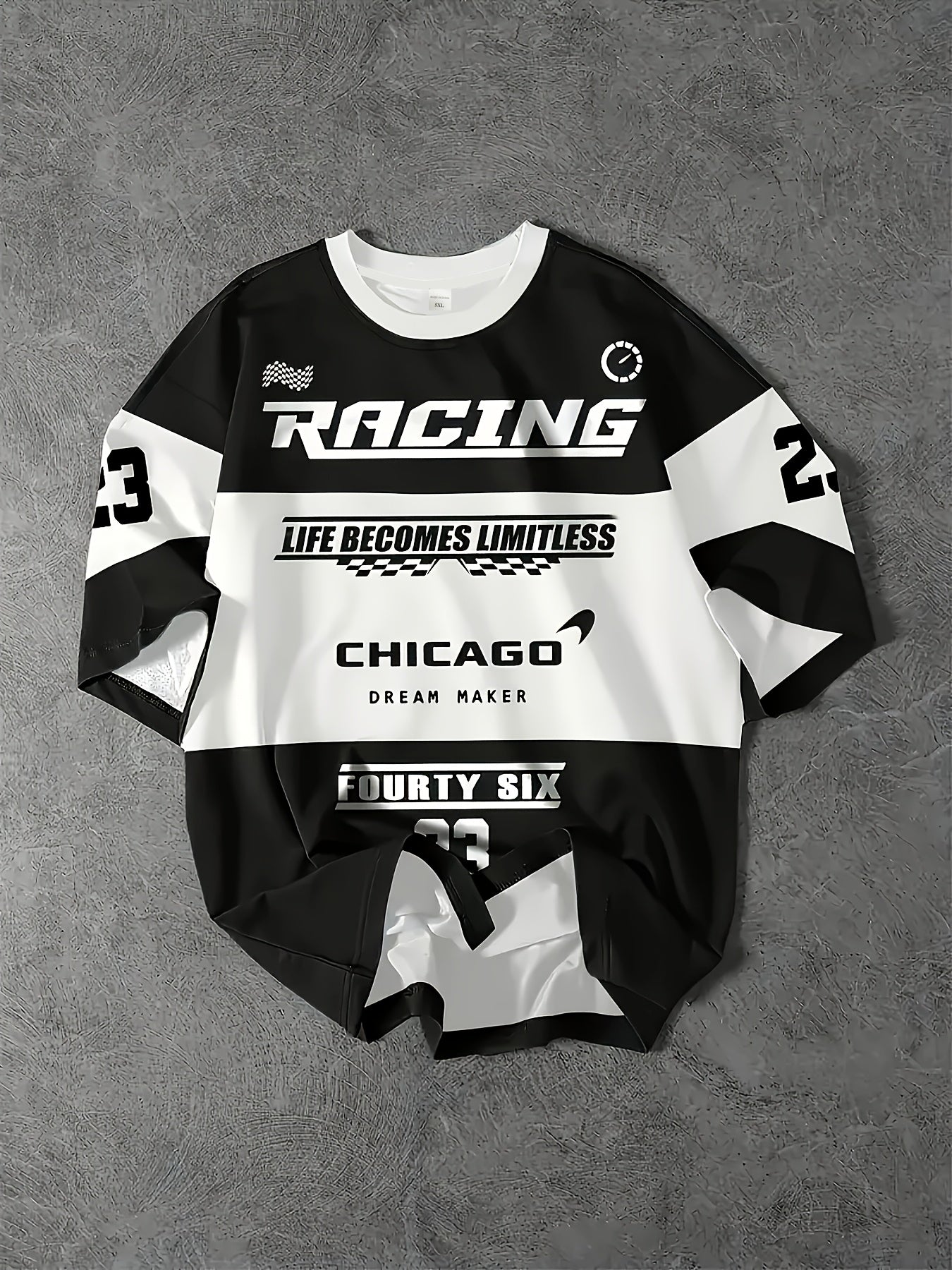 Men's Polyester Jersey T-Shirt with Racing Theme Short Sleeve Crew Neck Digital Print Casual Sports