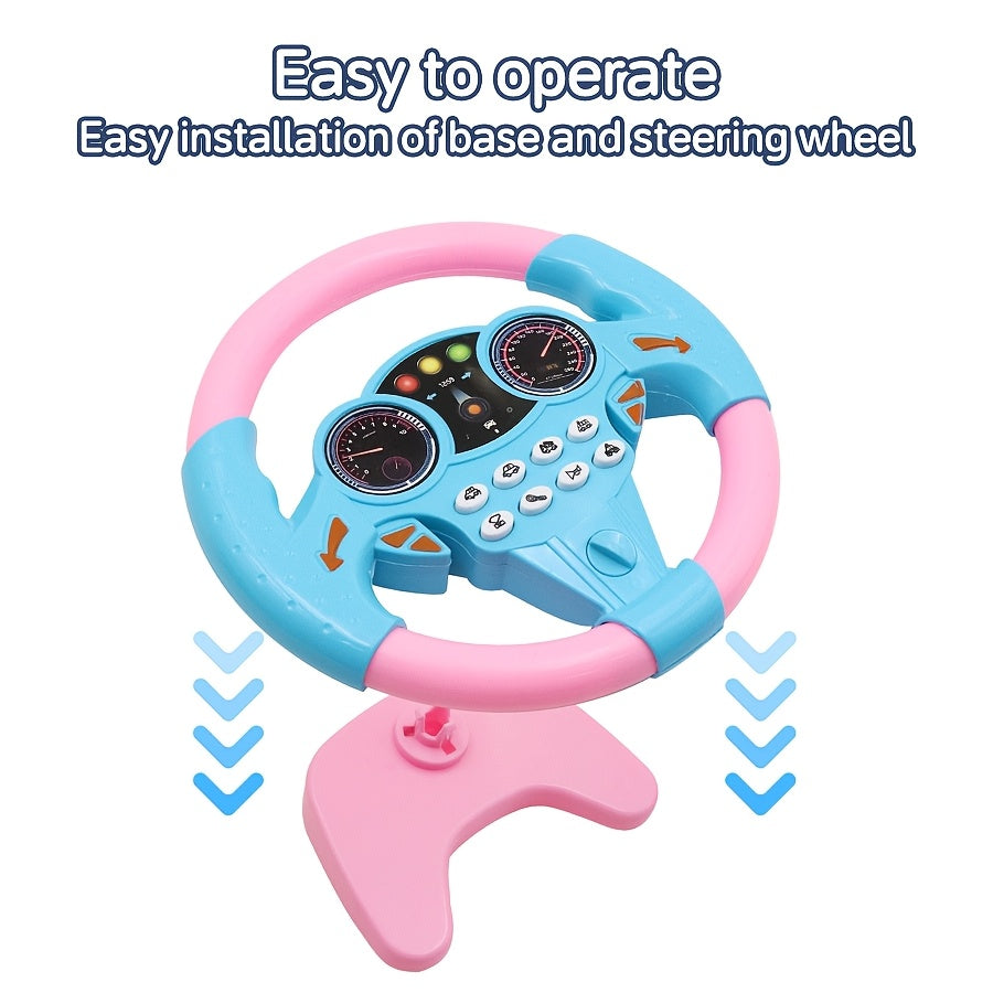 Toy Steering Wheel for Kids 3+ ABS Resin Battery-Free Educational Toy in Yellow and Pink
