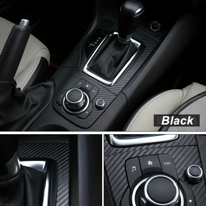 Наклейка на центральную панель управления автомобиля с узором из карбона