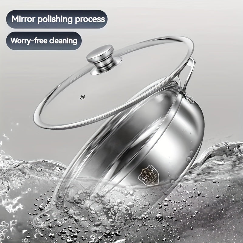 Olla de sopa de acero inoxidable 304 con construcción gruesa y base de ahorro de energía