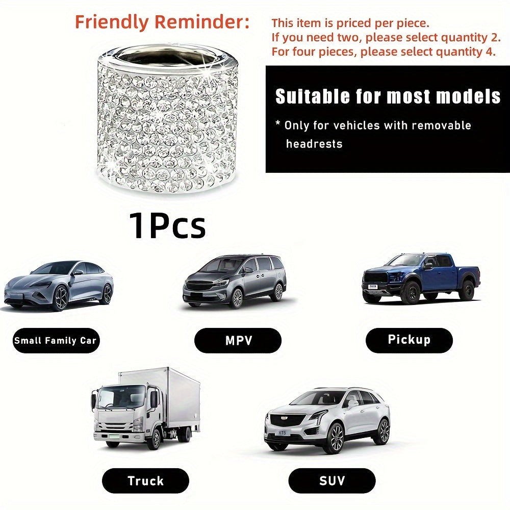 Car Interior Crystal Rhinestone Headrest Collar Ring SUV Truck Decor