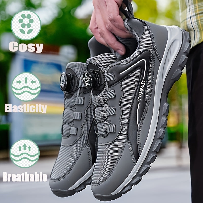 Zapatos de exterior para hombres grandes, ligeros y casuales para senderismo con hebilla giratoria sin cordones